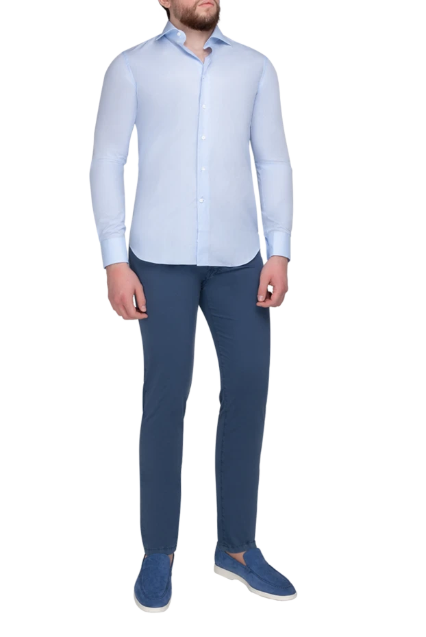 Alessandro Gherardi man  men's blue cotton shirt купить с ценами и фото 175846 - photo 2