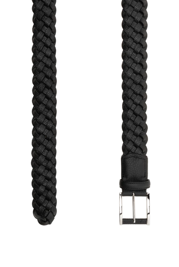 Cesare di Napoli лаконикалық қара дизайндағы өрілген былғары белдік 175858 - фото 3