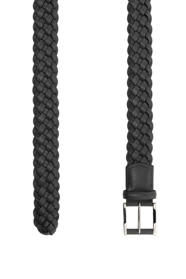 Cesare di Napoli классикалық қара сұр түсті өрілген былғары белдік
 175860 - фото 3