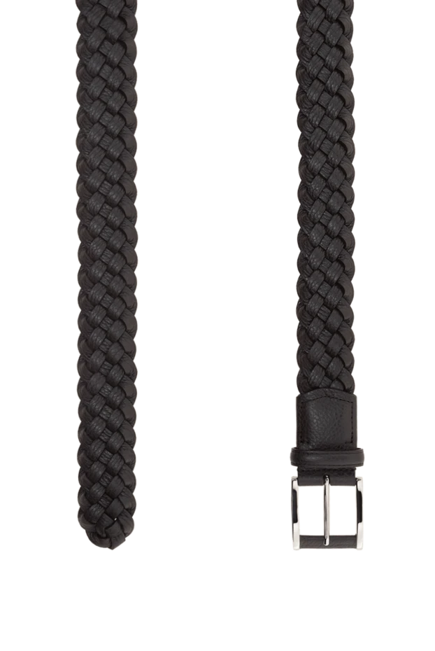 Cesare di Napoli тоқуы бар қара қоңыр былғары белбеу 175865 - фото 3