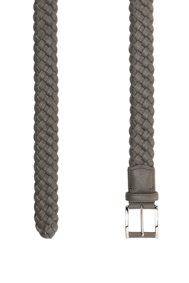 Cesare di Napoli өрілген былғары белдік, сұр түсті мока 175872 - фото 3
