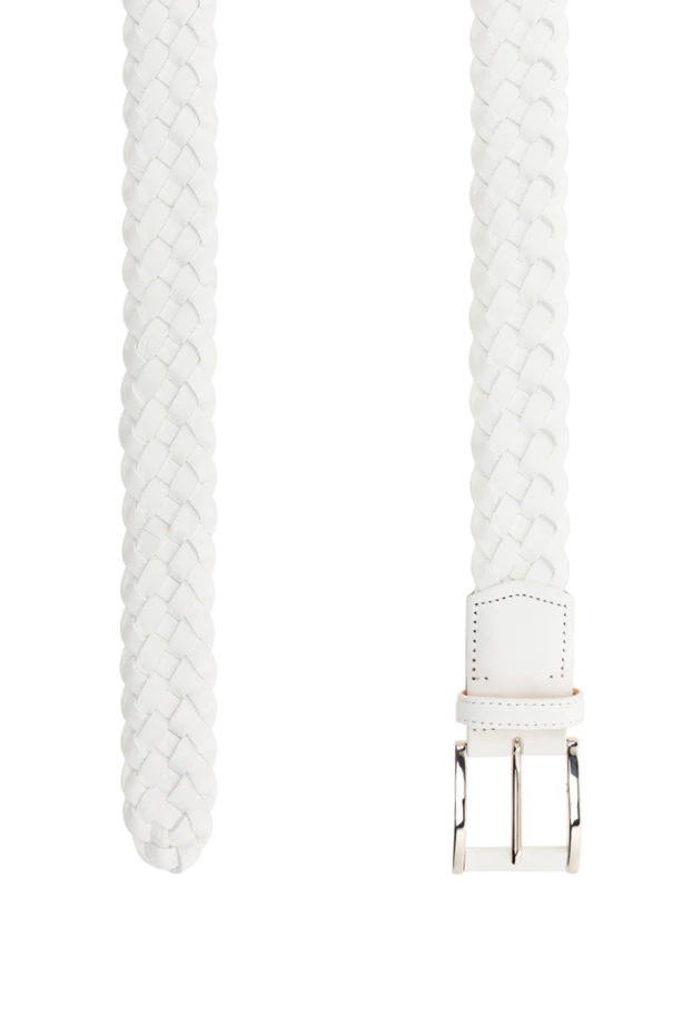 Cesare di Napoli ерлерге арналған былғары белбеу, өрілген, ақ қар
 175874 - фото 3