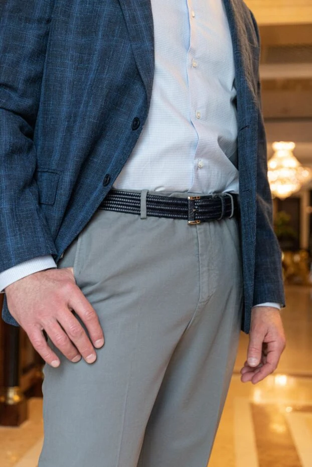 Cesare di Napoli стильный ремень плетёный из кожи насыщенного синего цвета
 175905 - фото 2