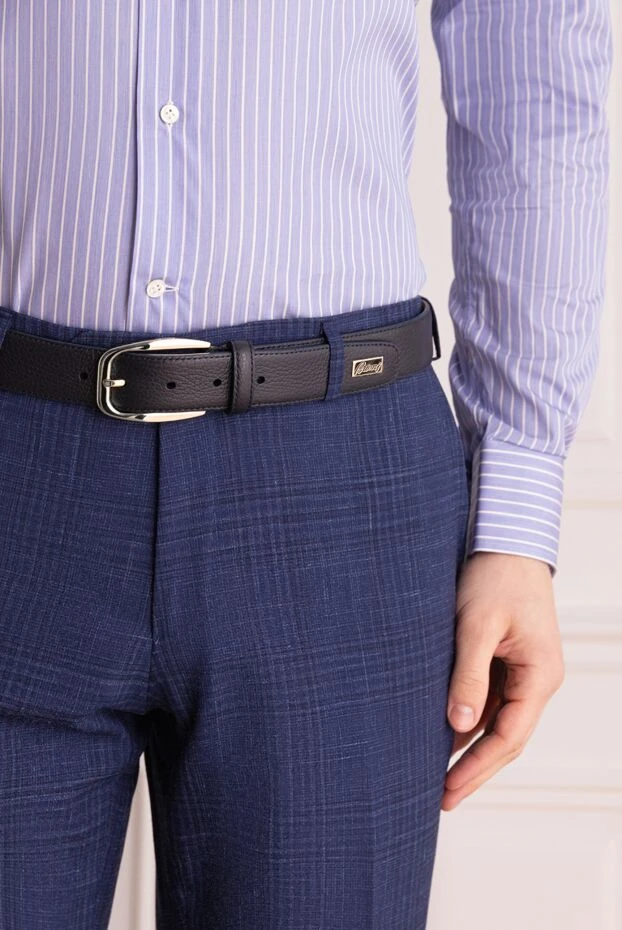 Brioni ремень тёмно-синий с пряжкой и зернистой фактурой
175907 - фото 2