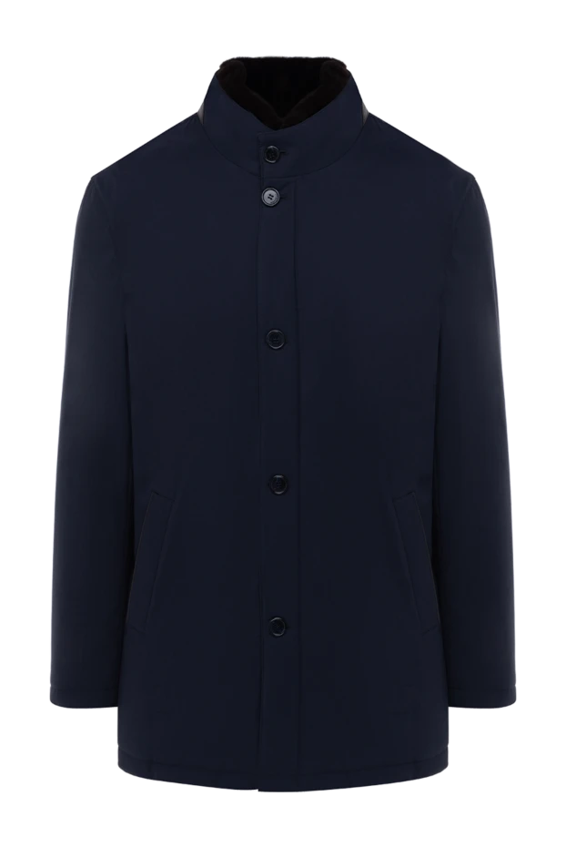 Navy Blue Smooth Texture Button Down Jacket Mens
- photo 1