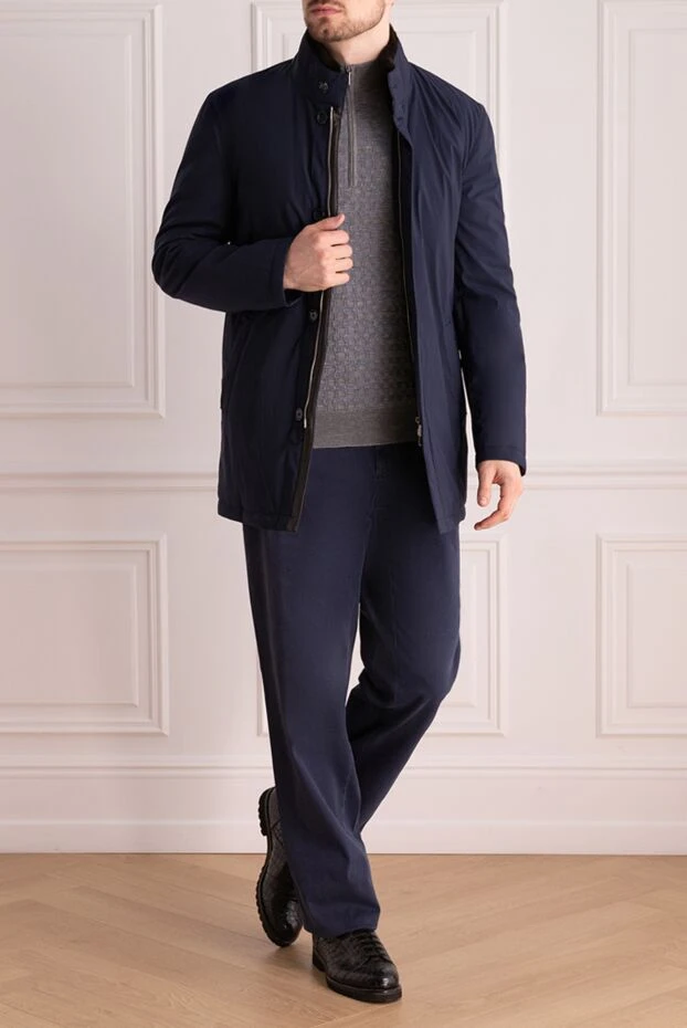 Enrico Mandelli тёмно-синяя куртка с гладкой текстурой и застёжкой на пуговицах мужская
 175921 - фото 2