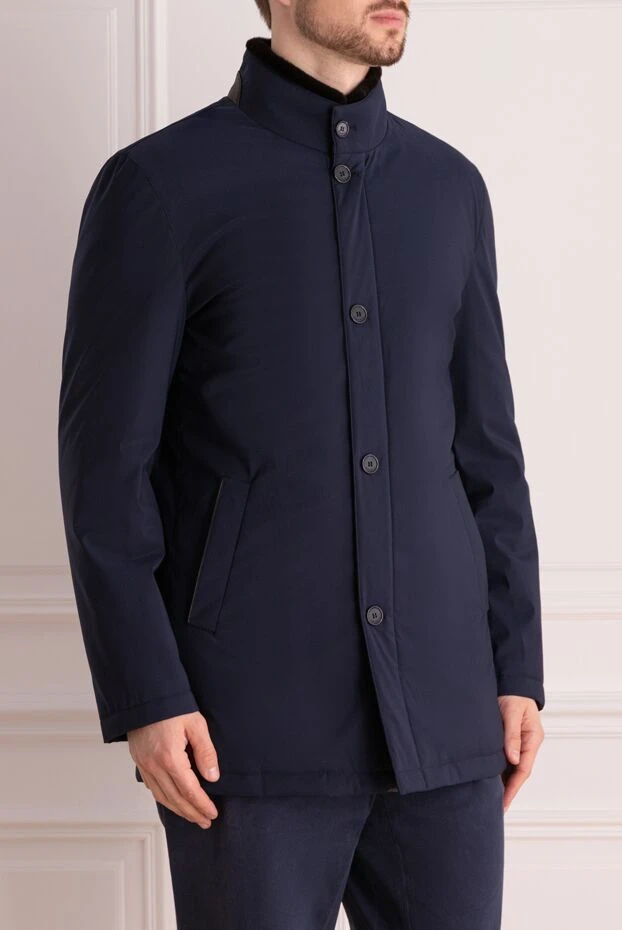 Enrico Mandelli тёмно-синяя куртка с гладкой текстурой и застёжкой на пуговицах мужская
 175921 - фото 3