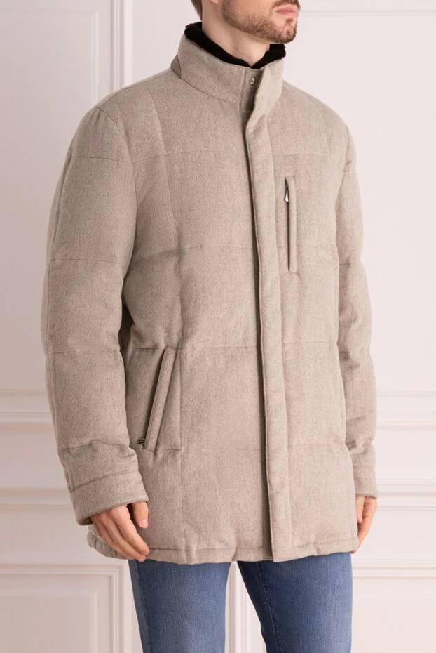 Enrico Mandelli пуховик из вискозы мужской бежевый 175925 - фото 3