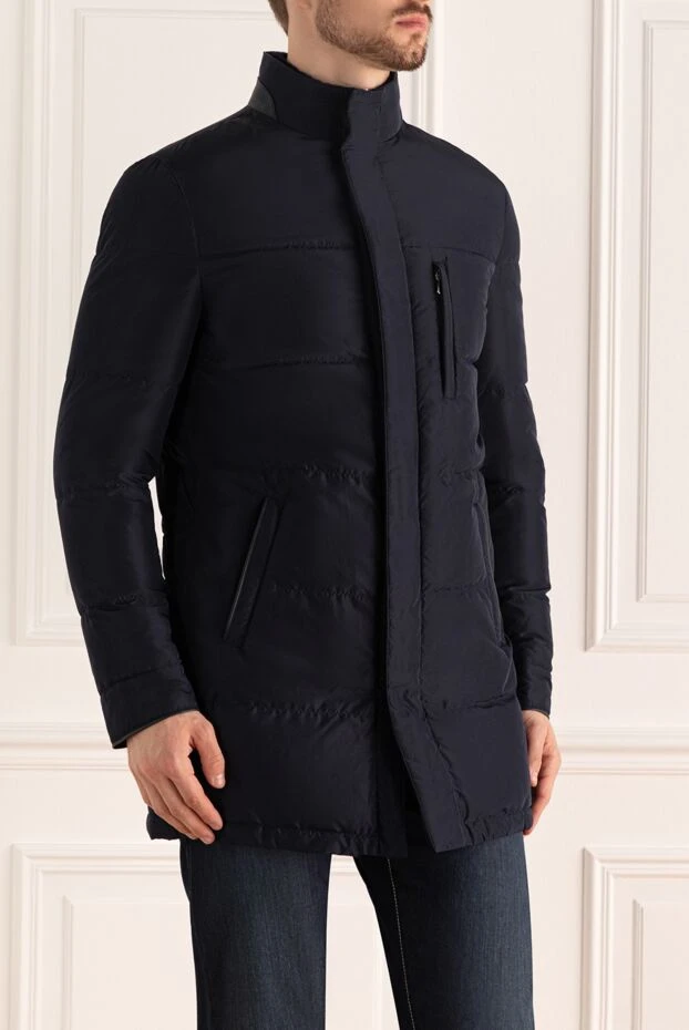 Enrico Mandelli пуховик из вискозы мужской синий 175926 - фото 3
