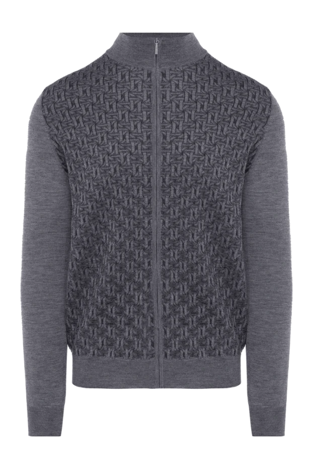 Cesare di Napoli man men's cashmere and silk cardigan gray купить с ценами и фото 175945 - photo 1