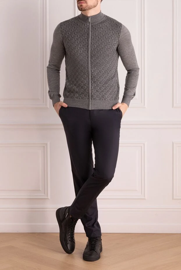 Cesare di Napoli man men's cashmere and silk cardigan gray купить с ценами и фото 175945 - photo 2