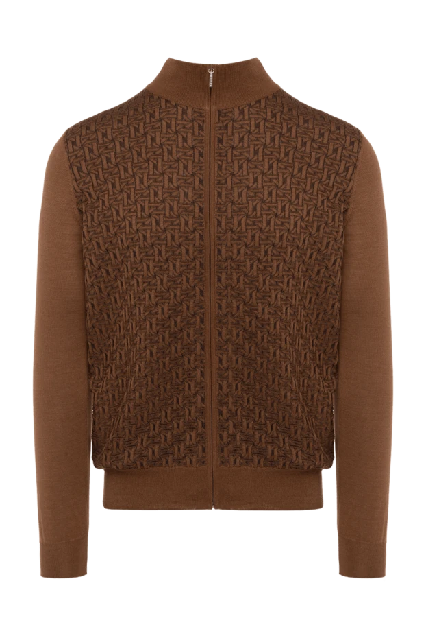 Cesare di Napoli man men's cashmere and silk cardigan brown купить с ценами и фото 175948 - photo 1