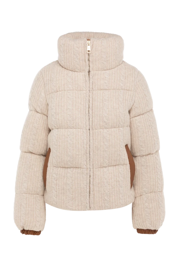 Әйелдерге арналған бежевый жүннен және кашемирден жасалған мамық күрте - фото 1