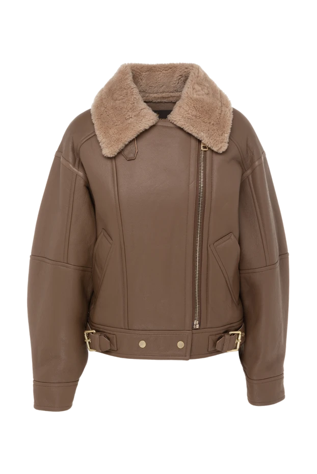 Куртка кожаная женская коричневая - фото 1