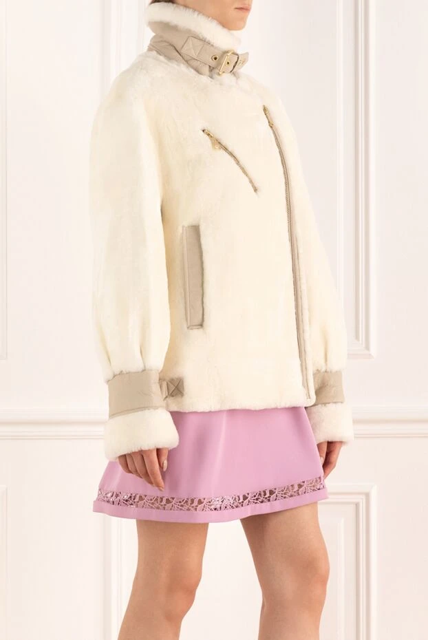 Nicole Benisti fur and polyester jacket for women white 175954 - photo 3