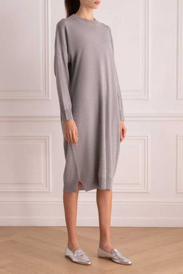Peserico платье теплое серое с двумя карманами женское 175958 - фото 3