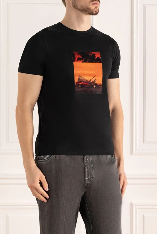 Limitato кеудеде күннің батуы суреті басылған қара футболка
 176000 - фото 3