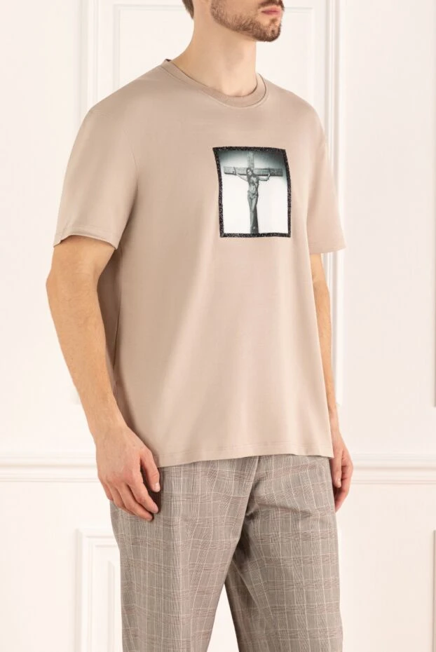 Limitato ерлерге арналған ашық-бежевый мақта-матадан жасалған фотобасылған футболка 176001 - фото 3