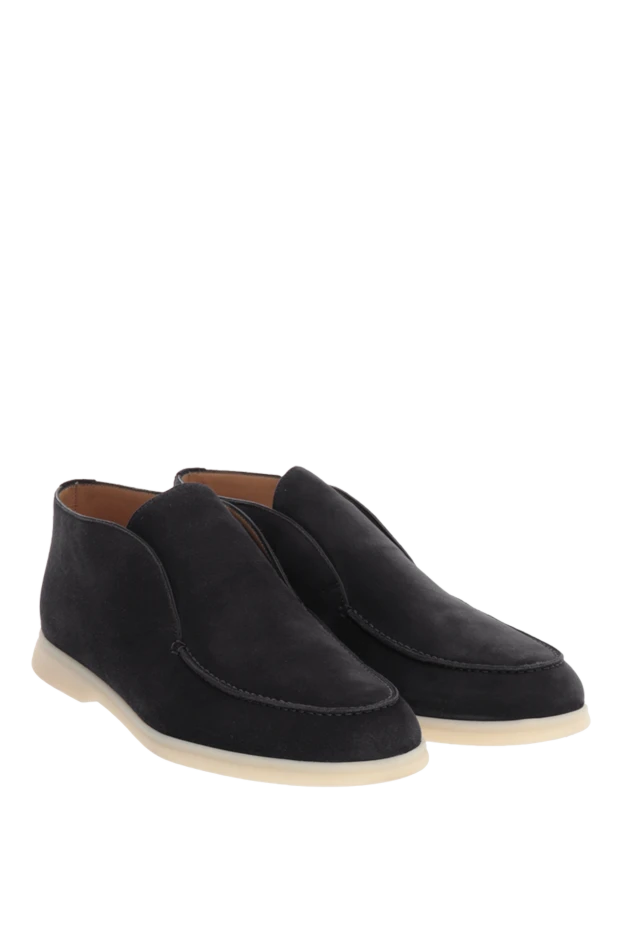 Loro Piana classic open walk ankle boots in blue suede 176015 - photo 3