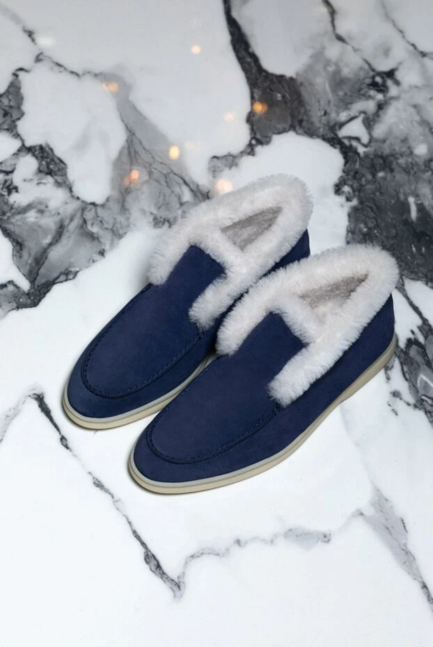 Loro Piana әйелдердің көгілдір нубук және аң терісі шөлдері 176024 - фото 2