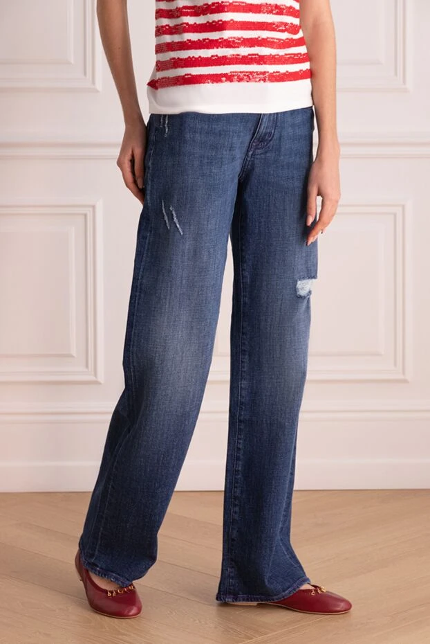 Jacob Cohen джинсы wide-leg с прорехой синие женские 176042 - фото 3