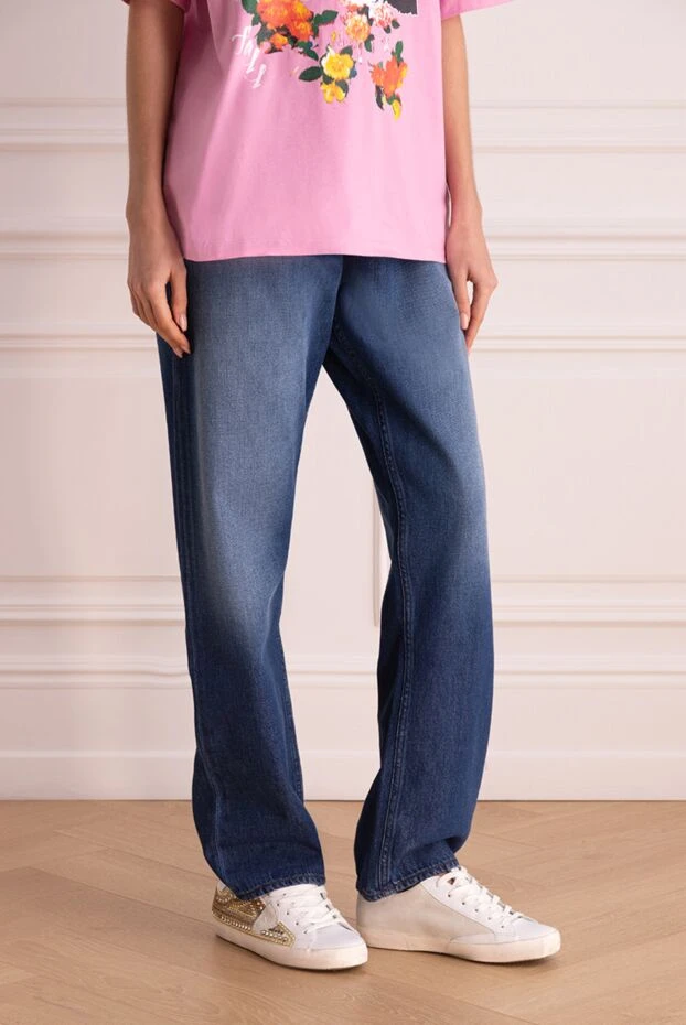 Jacob Cohen джинсы хлопковые широкие с высокой посадкой синие женские 176043 - фото 3