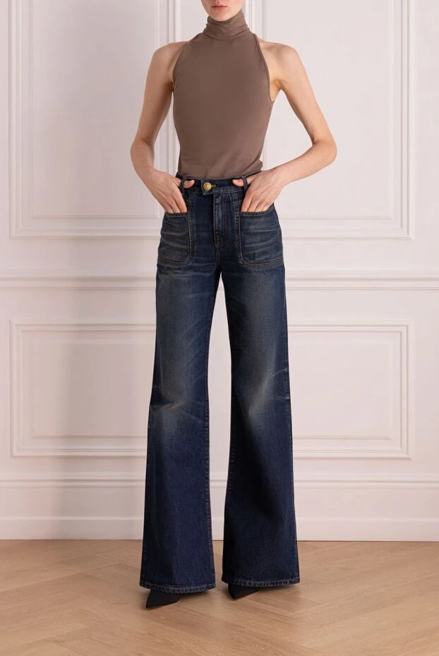 Balmain woman blue polyester and cotton jeans for women купить с ценами и фото 176053 - photo 2