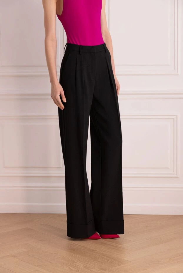 The Andamane қалың матадан тігілген белі жоғары және белінде бүктемелі палаццо шалбары 176073 - фото 3