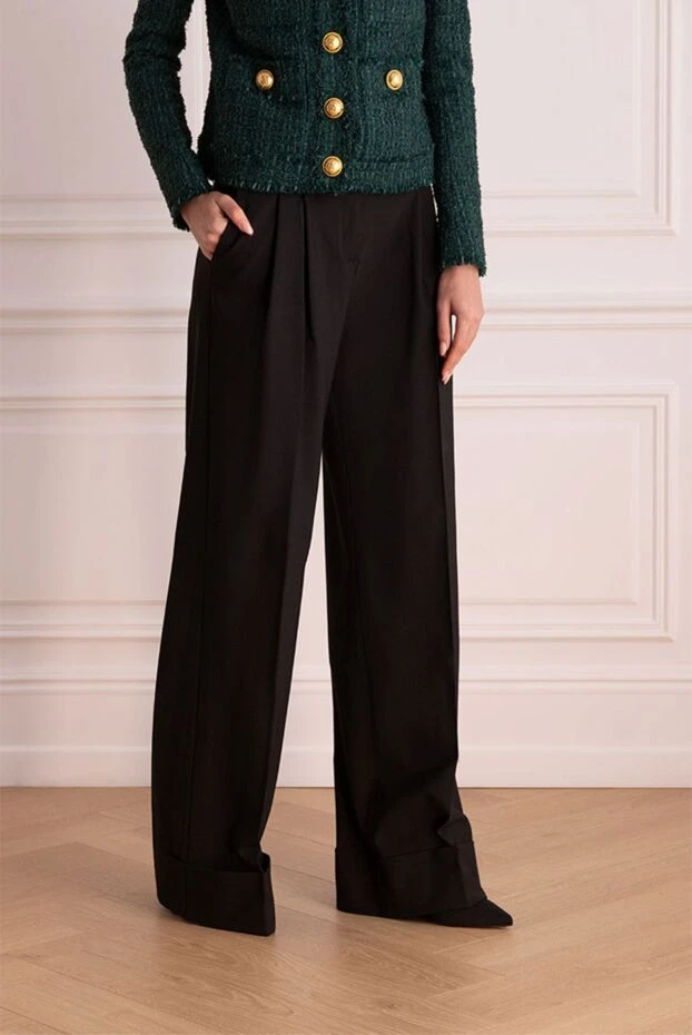 The Andamane қара түсті әйелдер шалбары жоғары белді және кең бүктемелі 176074 - фото 3