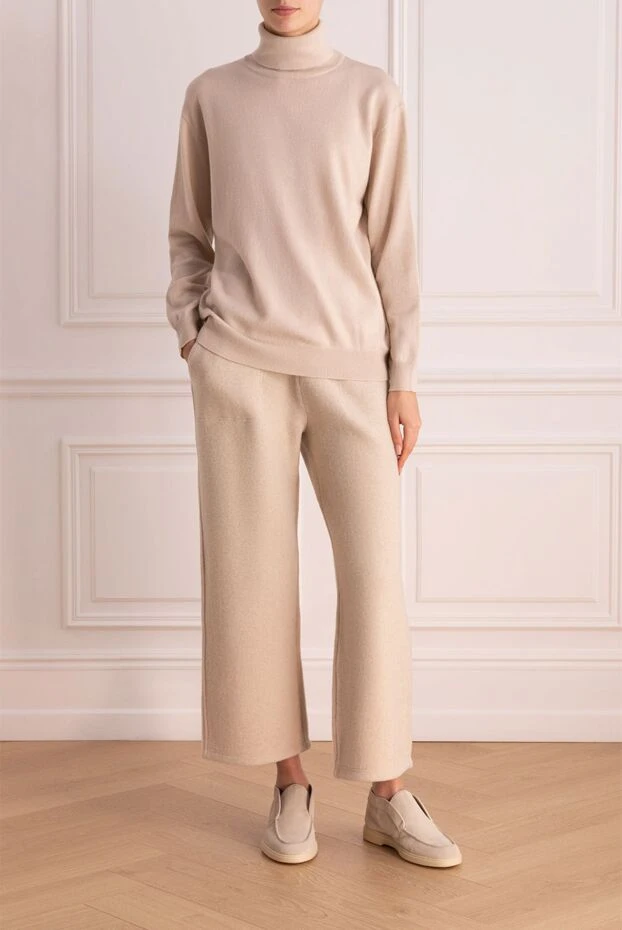 Loro Piana woman beige cashmere trousers for women купить с ценами и фото 176083 - photo 2