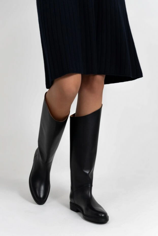 Loro Piana әйелдерге арналған қара былғары етік 176085 - фото 3