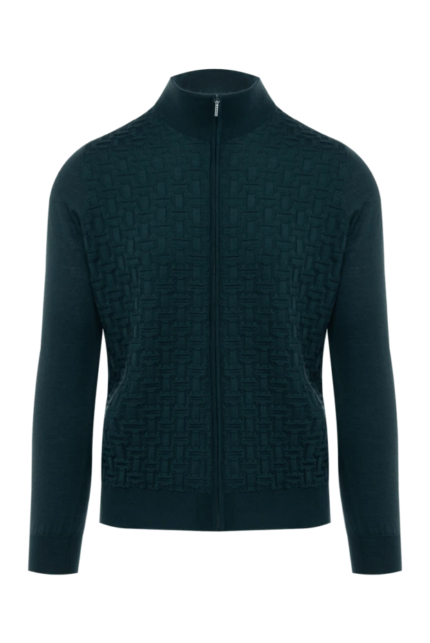 Cesare di Napoli man cashmere and silk cardigan for men, green купить с ценами и фото 176097 - photo 1