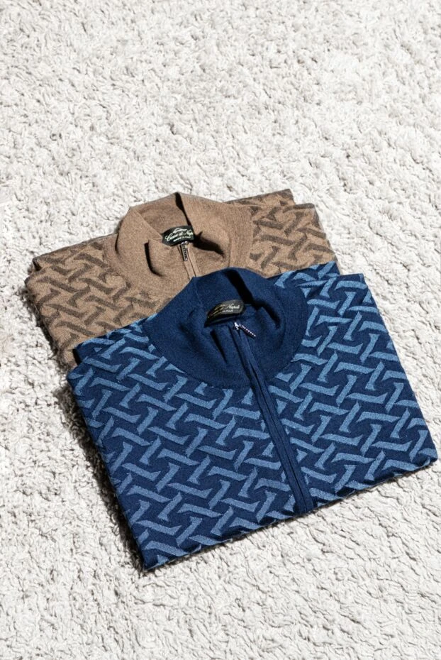 Ерлерге арналған кашемир және жібек кардиган қоңыр - фото 2