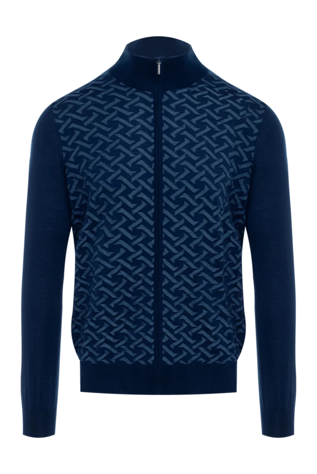 Cesare di Napoli man cardigan made of cashmere and silk, blue for men купить с ценами и фото 176103 - photo 1