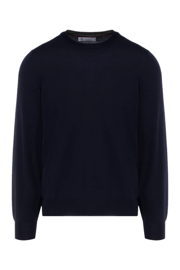 Long sleeve wool and cashmere sweater blue for men - photo 1