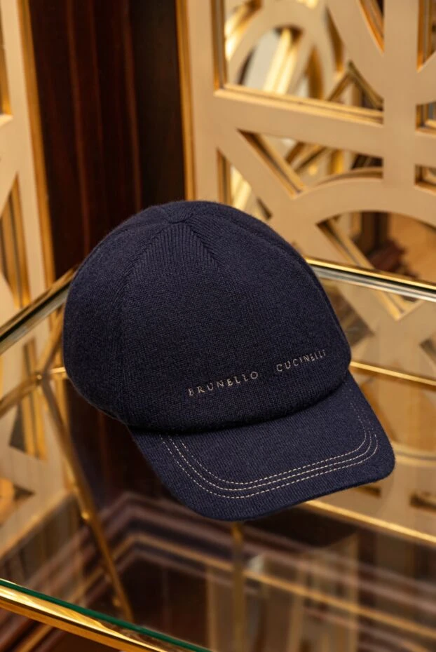 Brunello Cucinelli ерлерге арналған көк кашемир қалпақ 176118 - фото 2