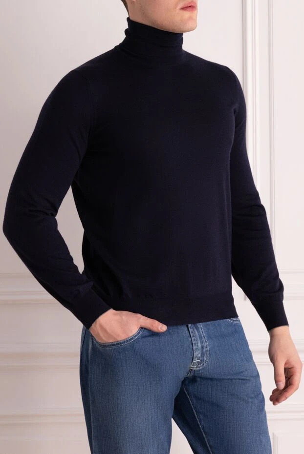 Brunello Cucinelli гольф из кашемира и шерсти мужской черный 176128 - фото 3