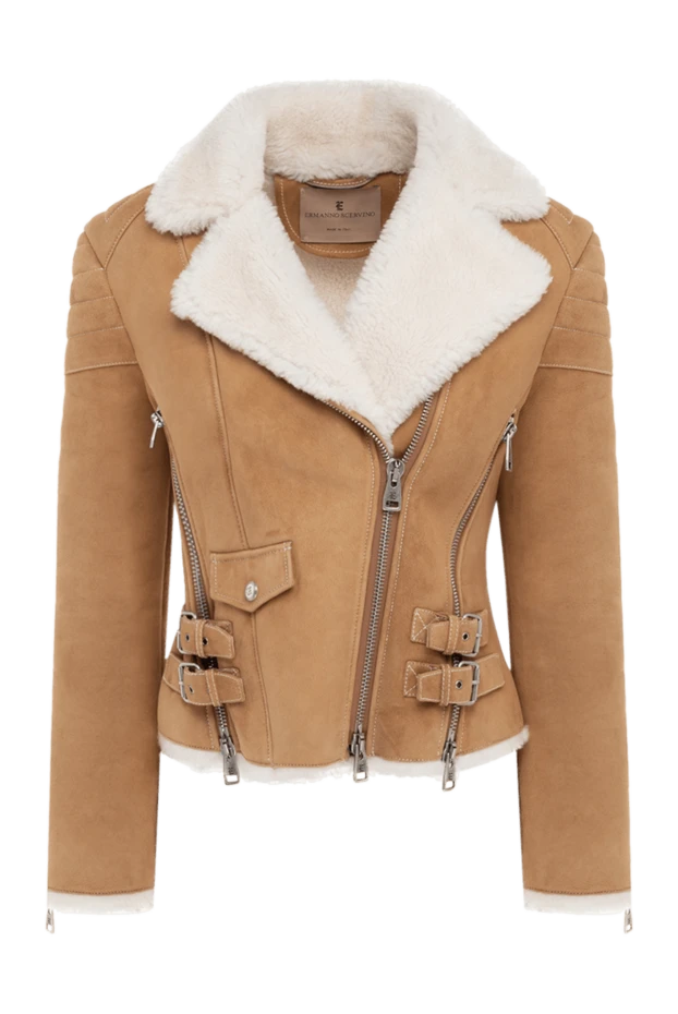 Ermanno Scervino woman beige leather sheepskin coat for women купить с ценами и фото 176129 - photo 1