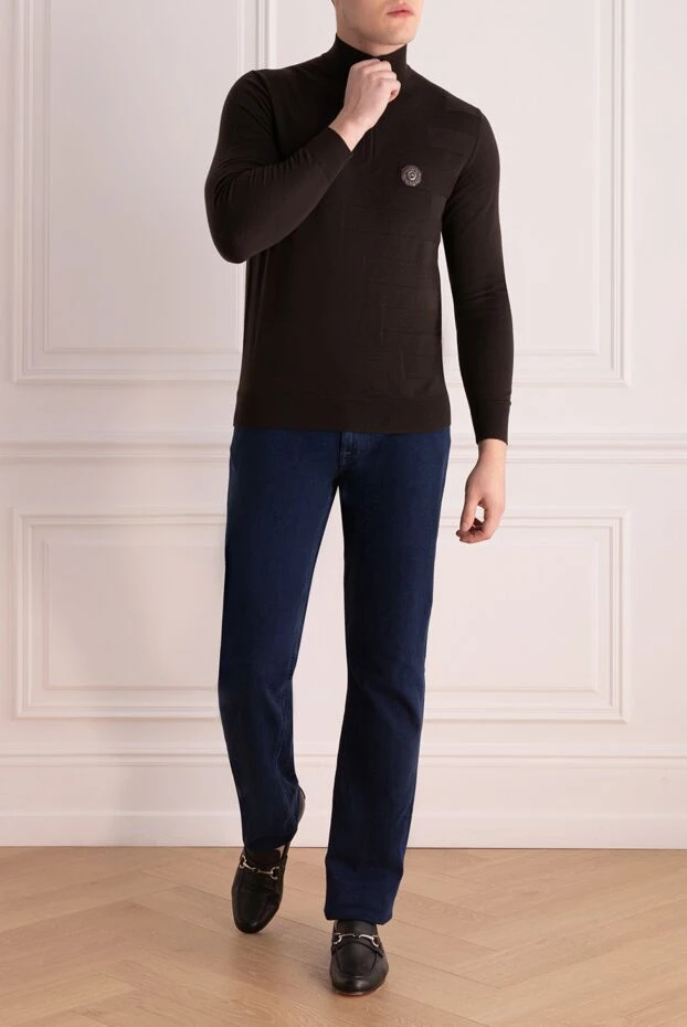 Stefano Ricci тройер из шерсти и кожи аллигатора коричневый мужской 176136 - фото 2