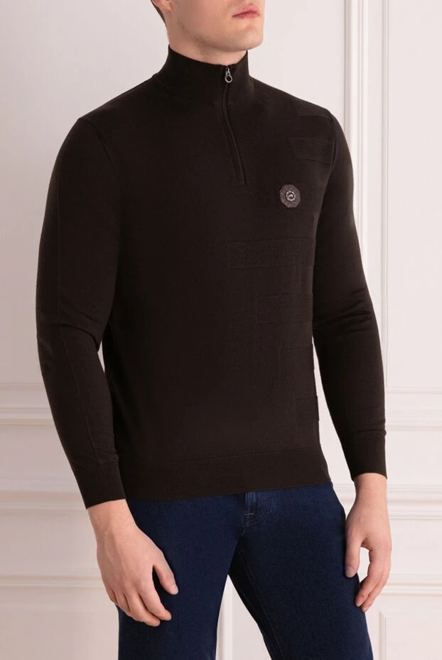 Stefano Ricci тройер из шерсти и кожи аллигатора коричневый мужской 176136 - фото 3