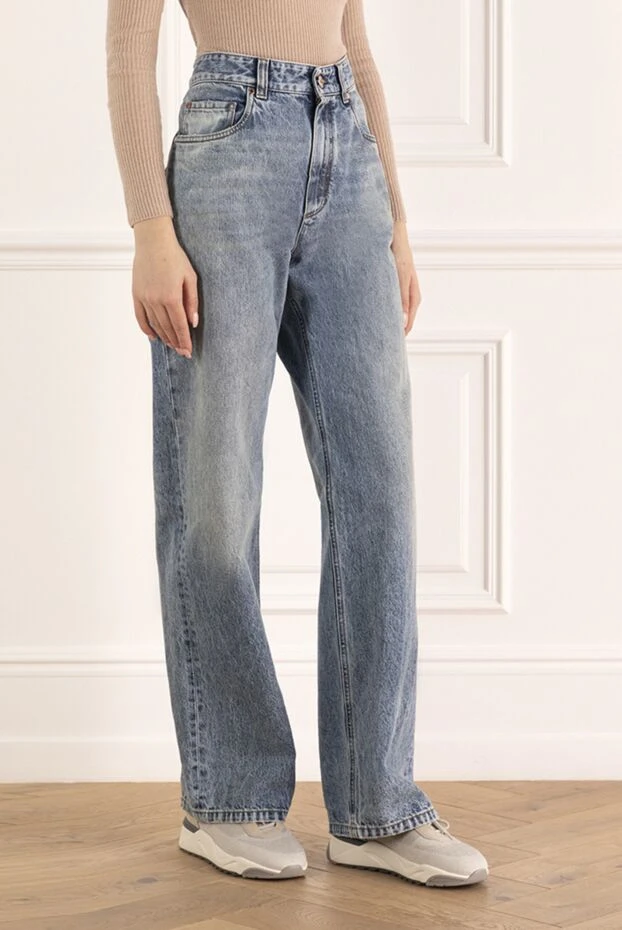 Brunello Cucinelli джинсы из хлопка синие женские 176147 - фото 3