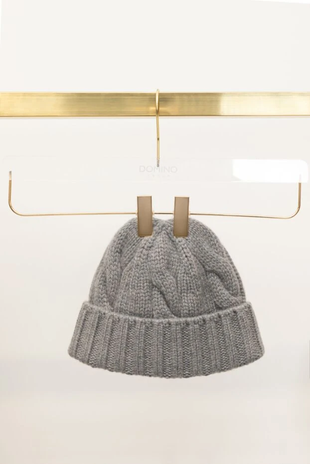 Шапка из кашемира серая женская - фото 2