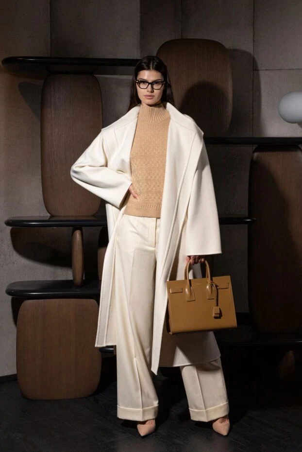 Loro Piana әйелдерге арналған ақ жүннен жасалған шалбар 176165 - фото 3