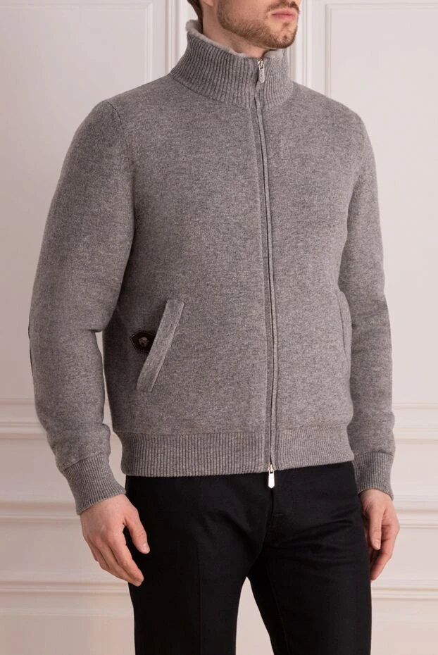 Svevo сұр түсті ерлер кашемир кардиганы 176193 - фото 3