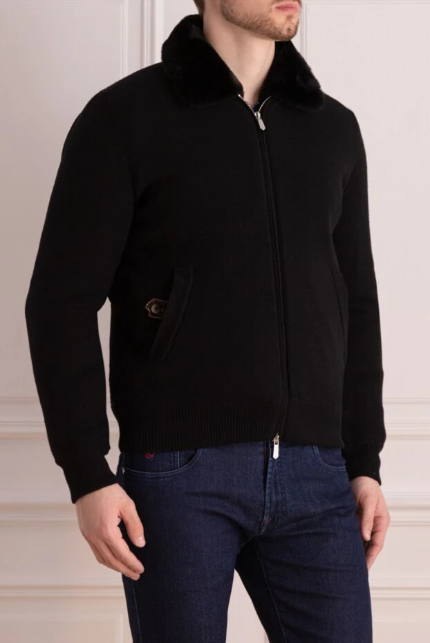 Svevo қара кашемирден жасалған түкті және күдері кірістірілген күрте
 176196 - фото 3