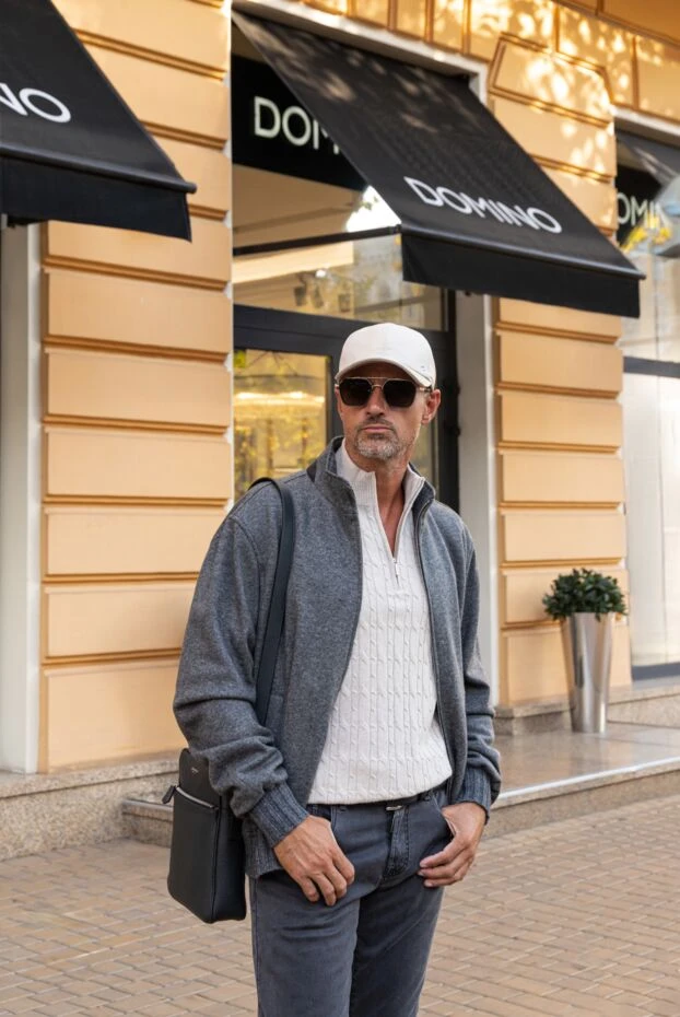 Cesare di Napoli текстуралы қабырғасы бар ерлер бежевый кашемир тройері 176223 - фото 3