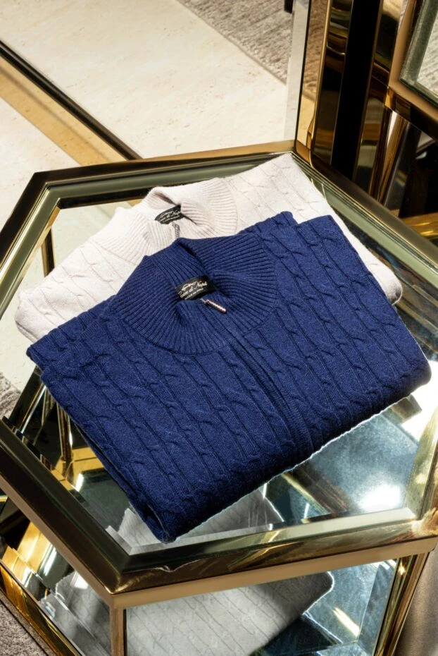 Cesare di Napoli кашмир тройер көк ерлер 176224 - фото 3