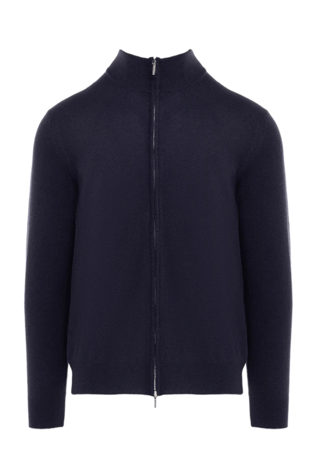 Cesare di Napoli man blue wool and cashmere cardigan for men купить с ценами и фото 176226 - photo 1