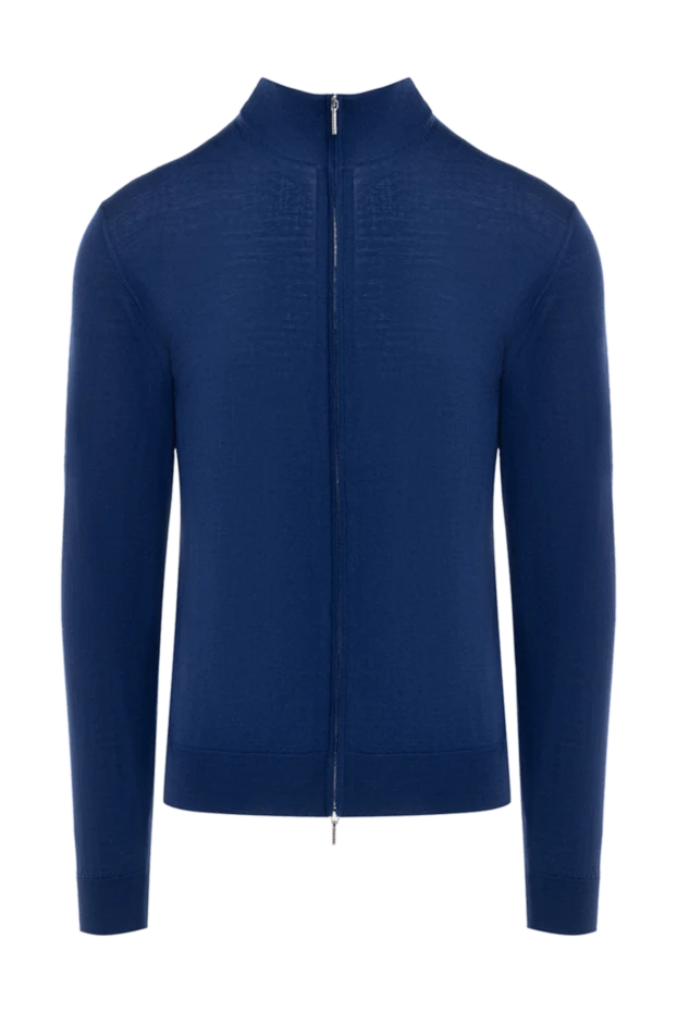 Cesare di Napoli man blue wool cardigan for men купить с ценами и фото 176231 - photo 1