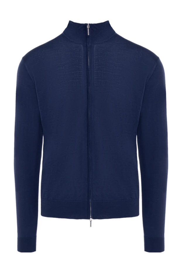 Cesare di Napoli man blue wool cardigan for men купить с ценами и фото 176232 - photo 1